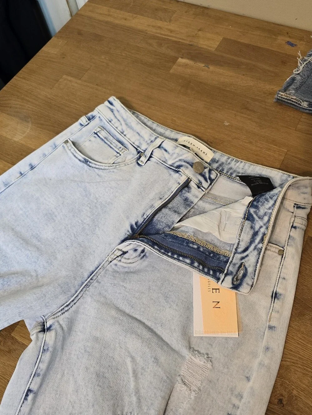 High-Rise Light Wash Distressed Wide-Leg Jeans - Picture 9 of 14